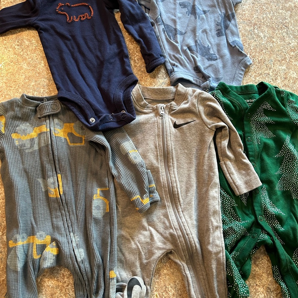 Nike Gray and Black Kids One Piece Bodysuit
